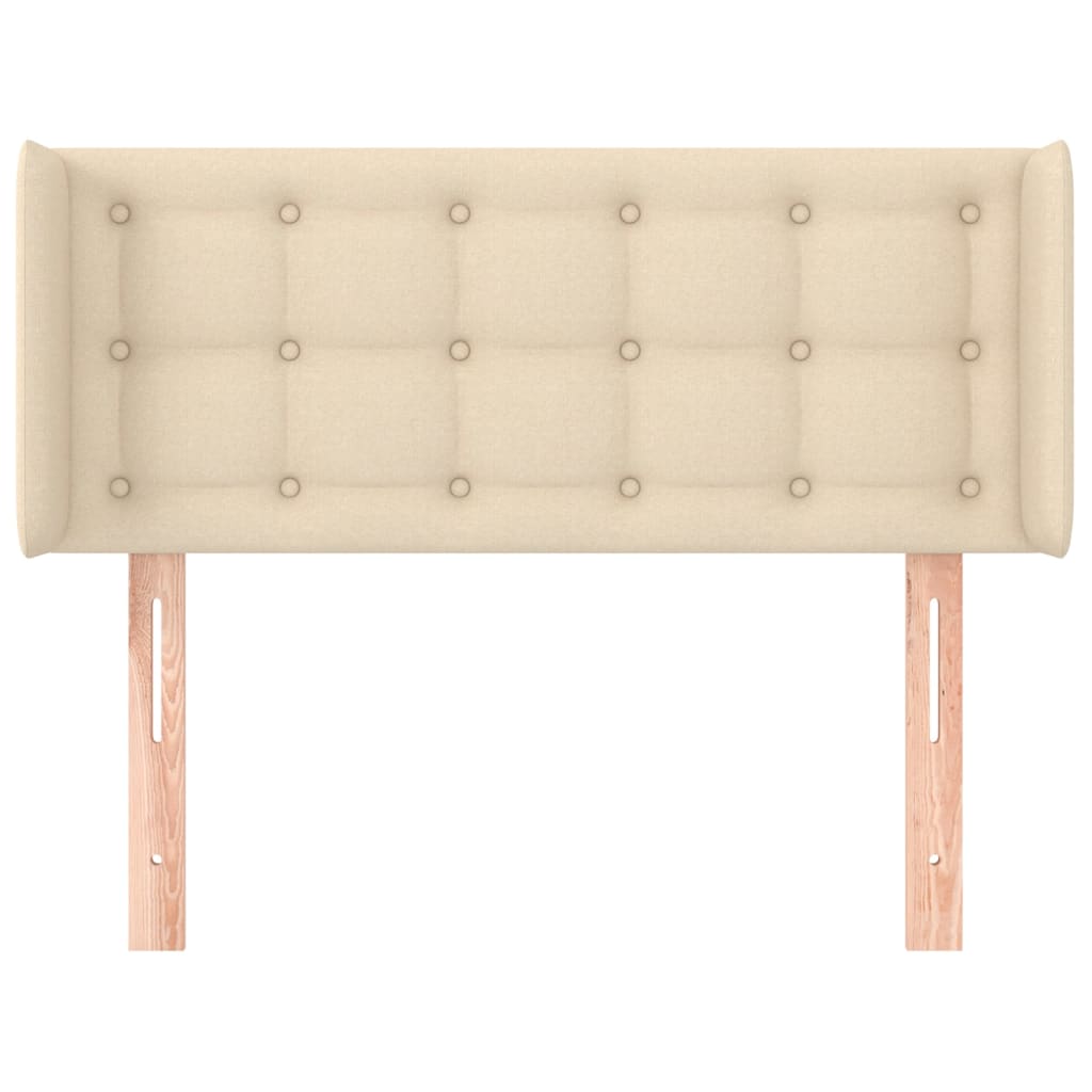 vidaXL Cabeceira de cama c/ abas tecido 93x16x78/88 cm creme