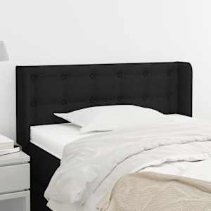 Čelo postele typu ušák černé 103 x 16 x 78/88 cm textil - obrázek 1