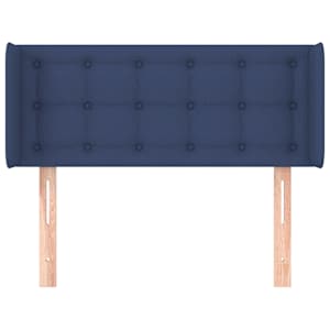 Čelo postele typu ušák modré 103 x 16 x 78/88 cm textil - obrázek 3