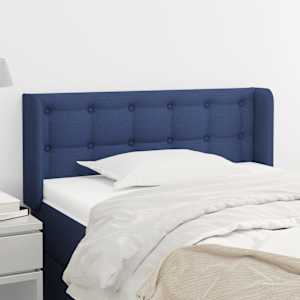 Čelo postele typu ušák modré 103 x 16 x 78/88 cm textil - obrázek 1