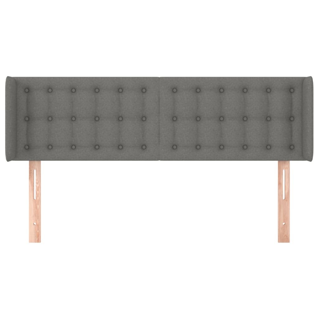 vidaXL Hoofdbord met randen 147x16x78/88 cm stof donkergrijs afbeelding