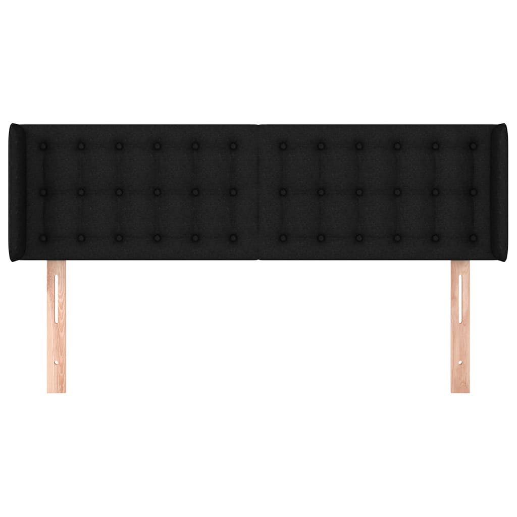 vidaXL Hoofdbord met randen 147x16x78/88 cm stof zwart afbeelding