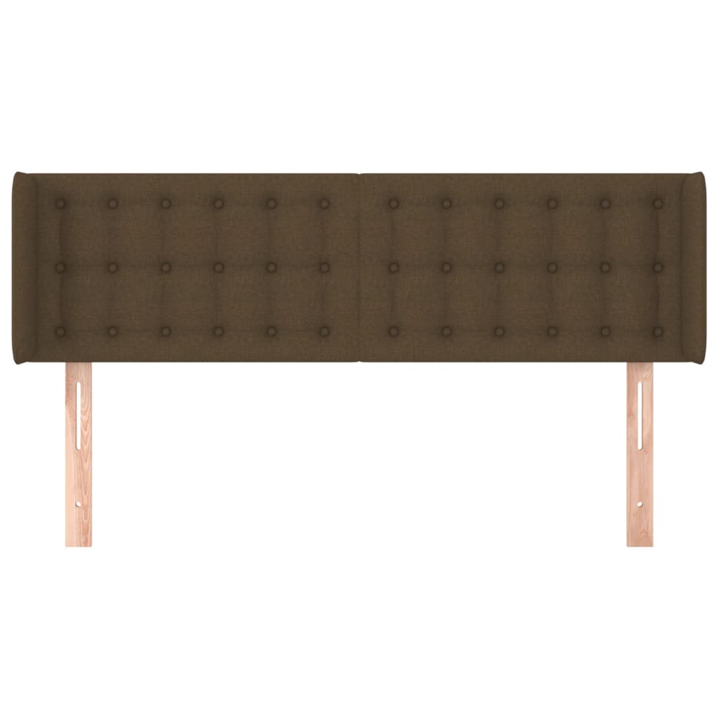 vidaXL Hoofdbord met randen 147x16x78/88 cm stof donkerbruin afbeelding