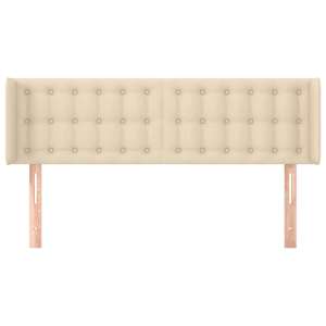 Čelo postele typu ušák krémové 147 x 16 x 78/88 cm textil - obrázek 3