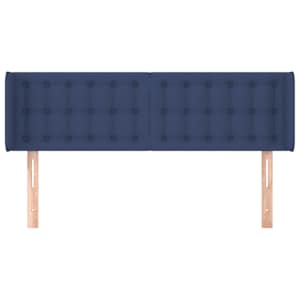Čelo postele typu ušák modré 147 x 16 x 78/88 cm textil - obrázek 3