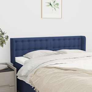 Čelo postele typu ušák modré 147 x 16 x 78/88 cm textil - obrázek 1