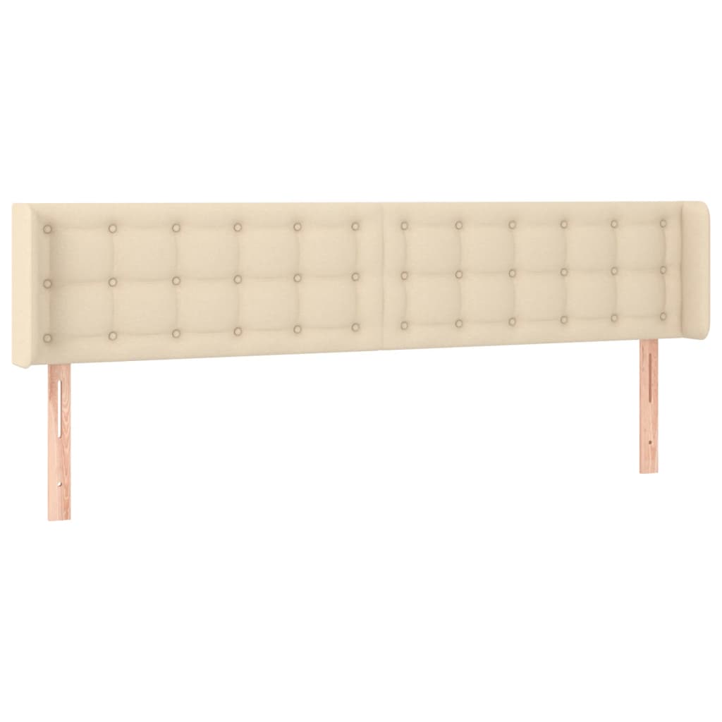 vidaXL Hoofdbord met randen 163x16x78/88 cm stof crèmekleurig