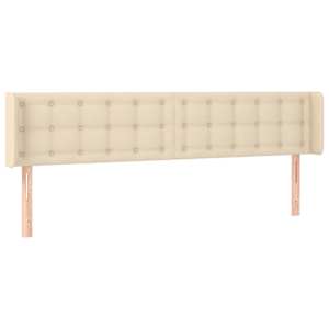 Čelo postele typu ušák krémové 163 x 16 x 78/88 cm textil - obrázek 2