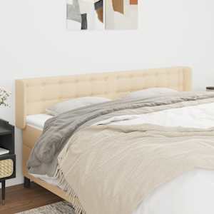 Vzglavje z ušesi krem 163x16x78/88 cm blago