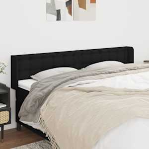Čelo postele typu ušák černé 203 x 16 x 78/88 cm textil - obrázek 1