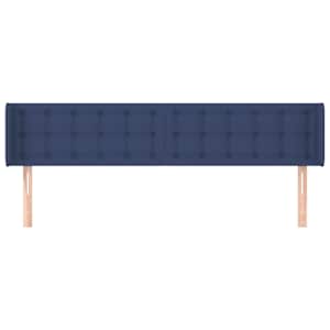 Čelo postele typu ušák modré 203 x 16 x 78/88 cm textil - obrázek 3