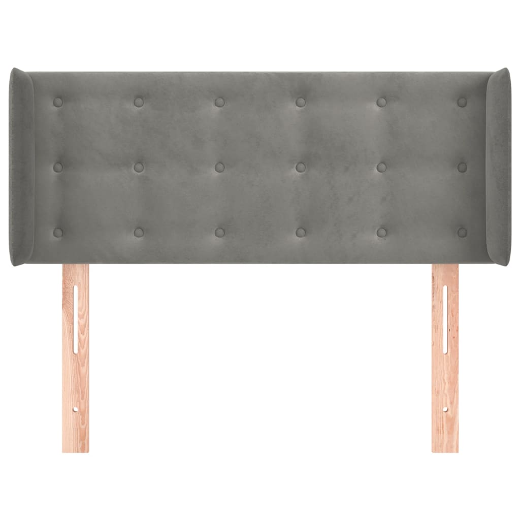 vidaXL Hoofdbord met randen 93x16x78/88 cm fluweel lichtgrijs afbeelding