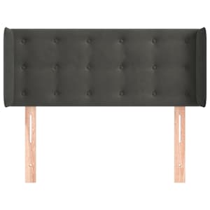 Čelo postele typu ušák tmavě šedé 93x16x78/88 cm samet - obrázek 3
