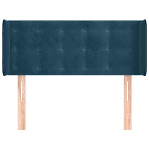 Čelo postele typu ušák tmavě modrá 93x16x78/88 cm samet - obrázek 3