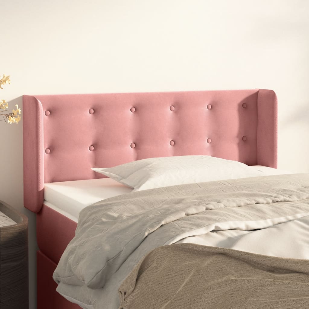 Čelo postele typu ušák růžová 93x16x78/88 cm samet