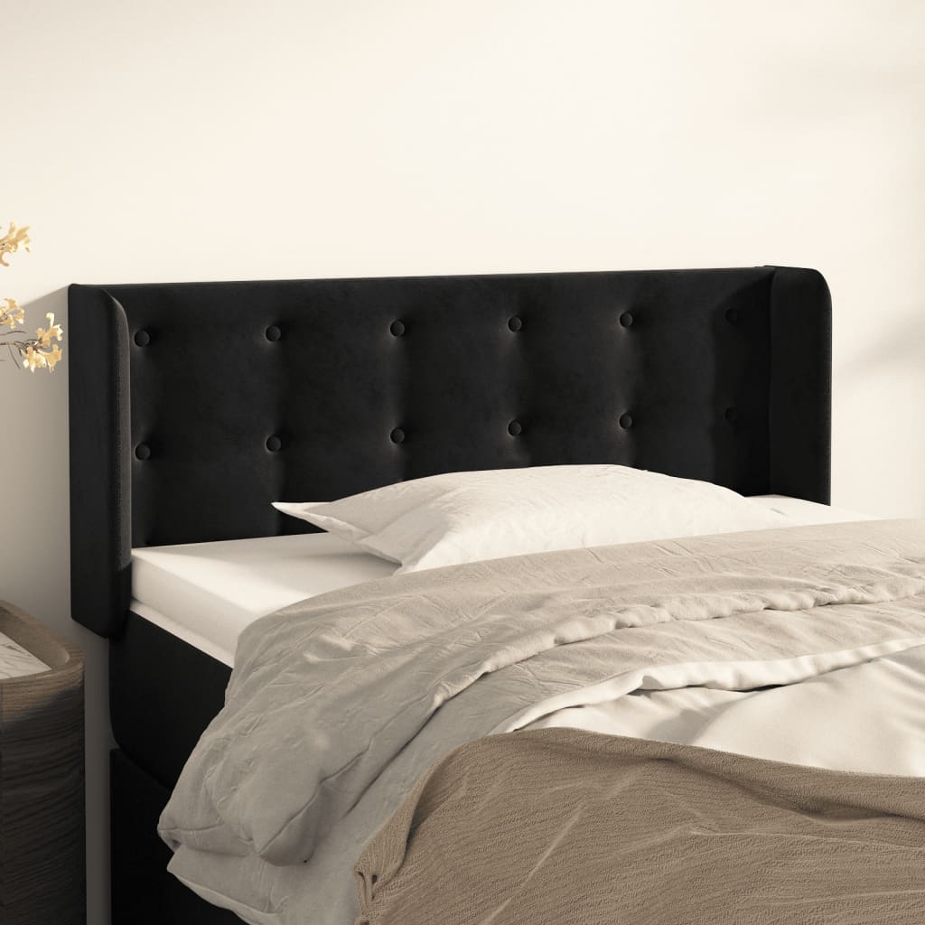 vidaXL TÄƒblie de pat cu aripioare negru 103x16x78/88 cm catifea