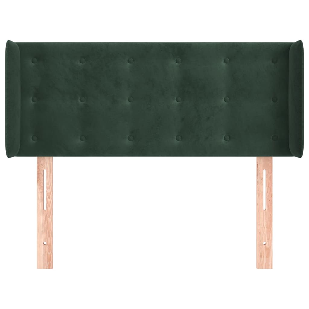 vidaXL Hoofdbord met randen 103x16x78/88 cm fluweel donkergroen afbeelding