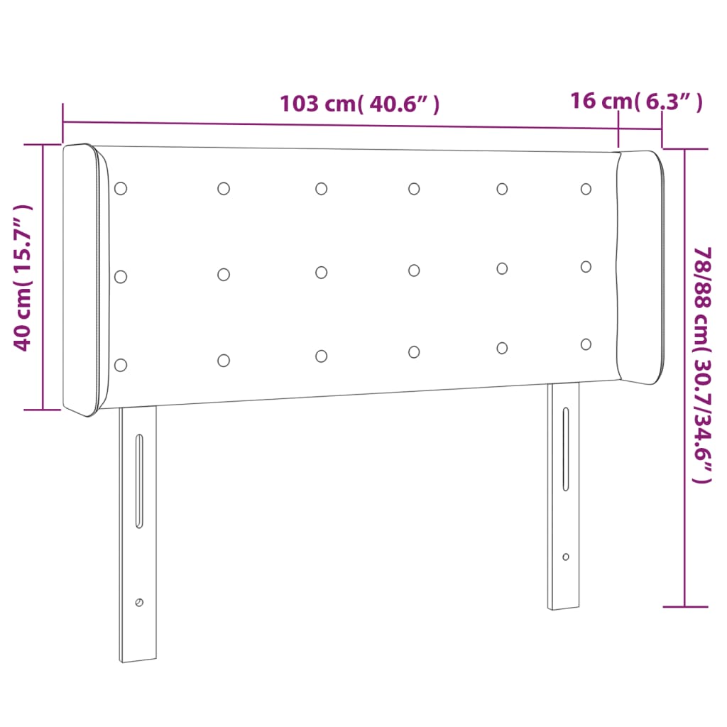 Tăblie pat cu aripioare albastru închis 103x16x78/88 cm catifea