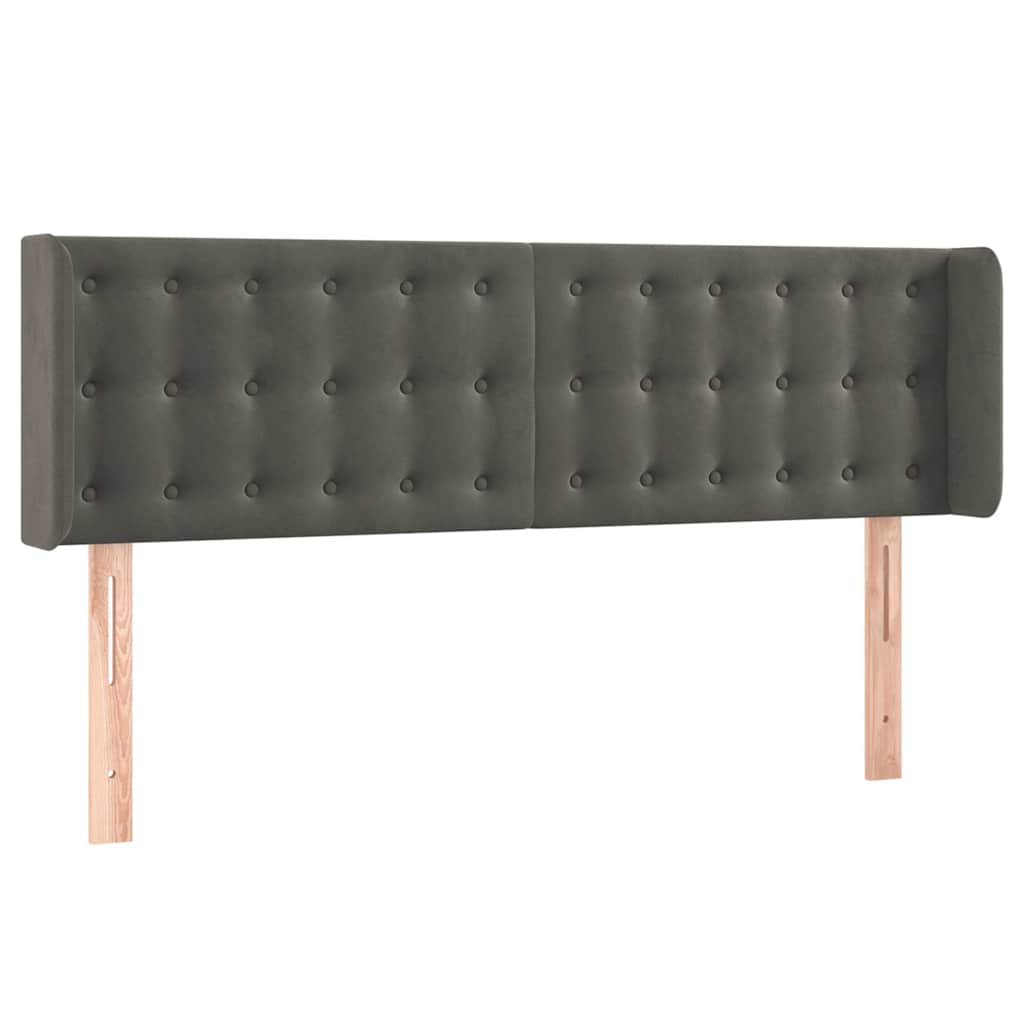 vidaXL Čelo postele typu ušák tmavě šedé 147x16x78/88 cm samet