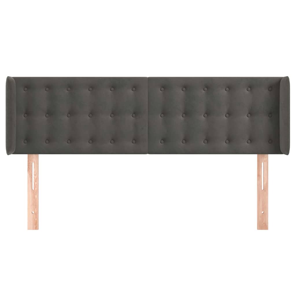 vidaXL Hoofdbord met randen 147x16x78/88 cm fluweel donkergrijs grijs, foto 2