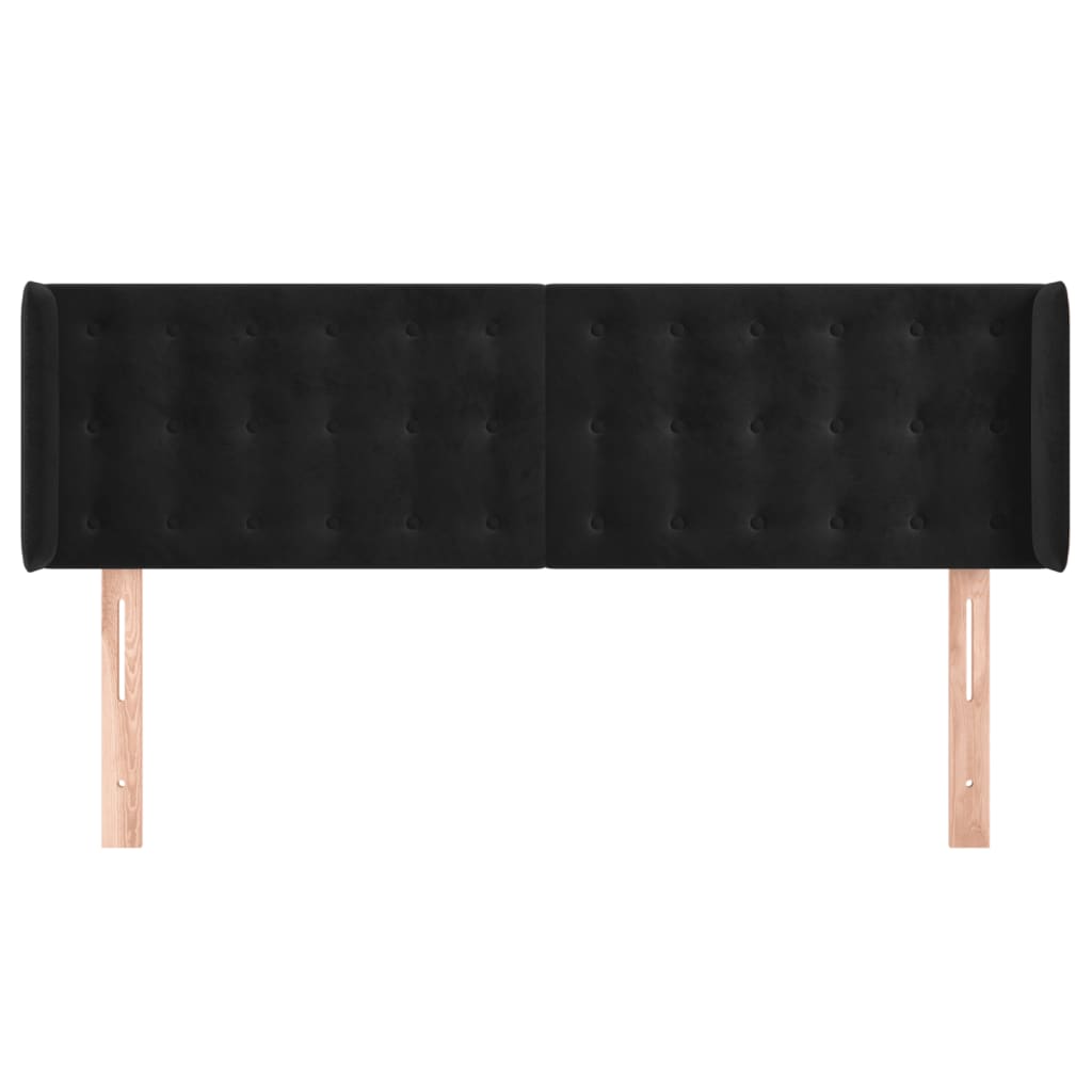 vidaXL Hoofdbord met randen 147x16x78/88 cm fluweel zwart afbeelding