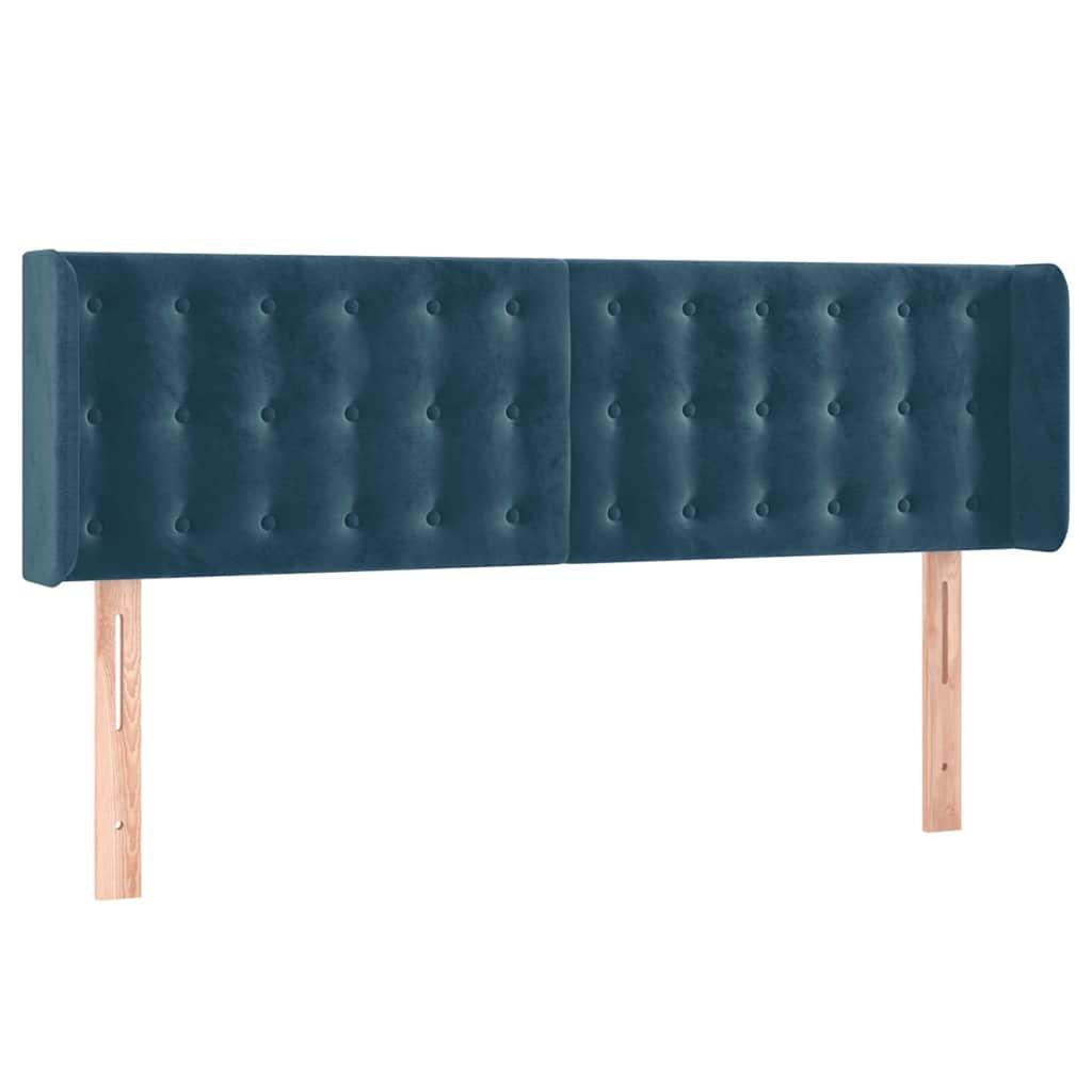 vidaXL Čelo postele typu ušák tmavě modrá 147x16x78/88 cm samet