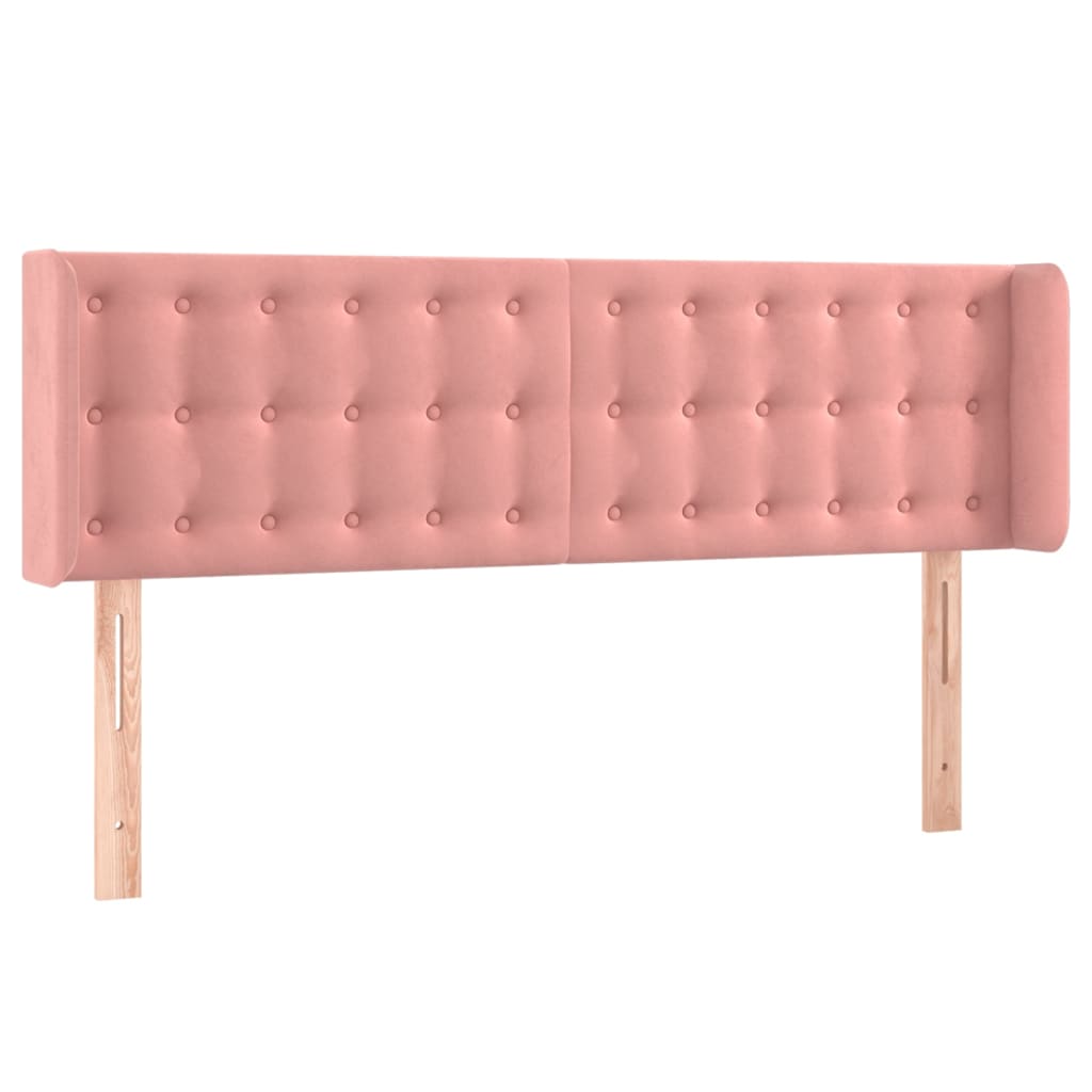 vidaXL Čelo postele typu ušák růžová 147x16x78/88 cm samet