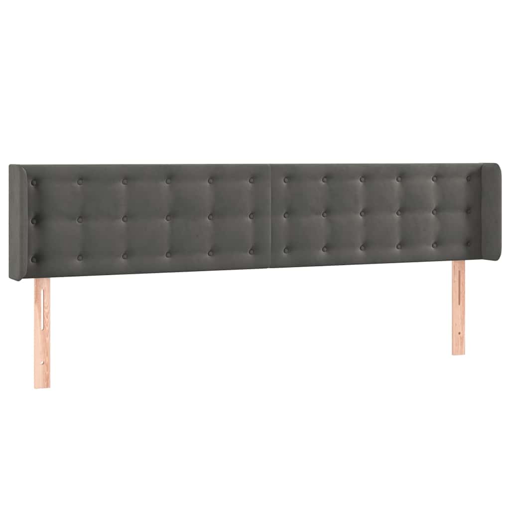 vidaXL Hoofdbord met randen 163x16x78/88 cm fluweel donkergrijs grijs, foto 3