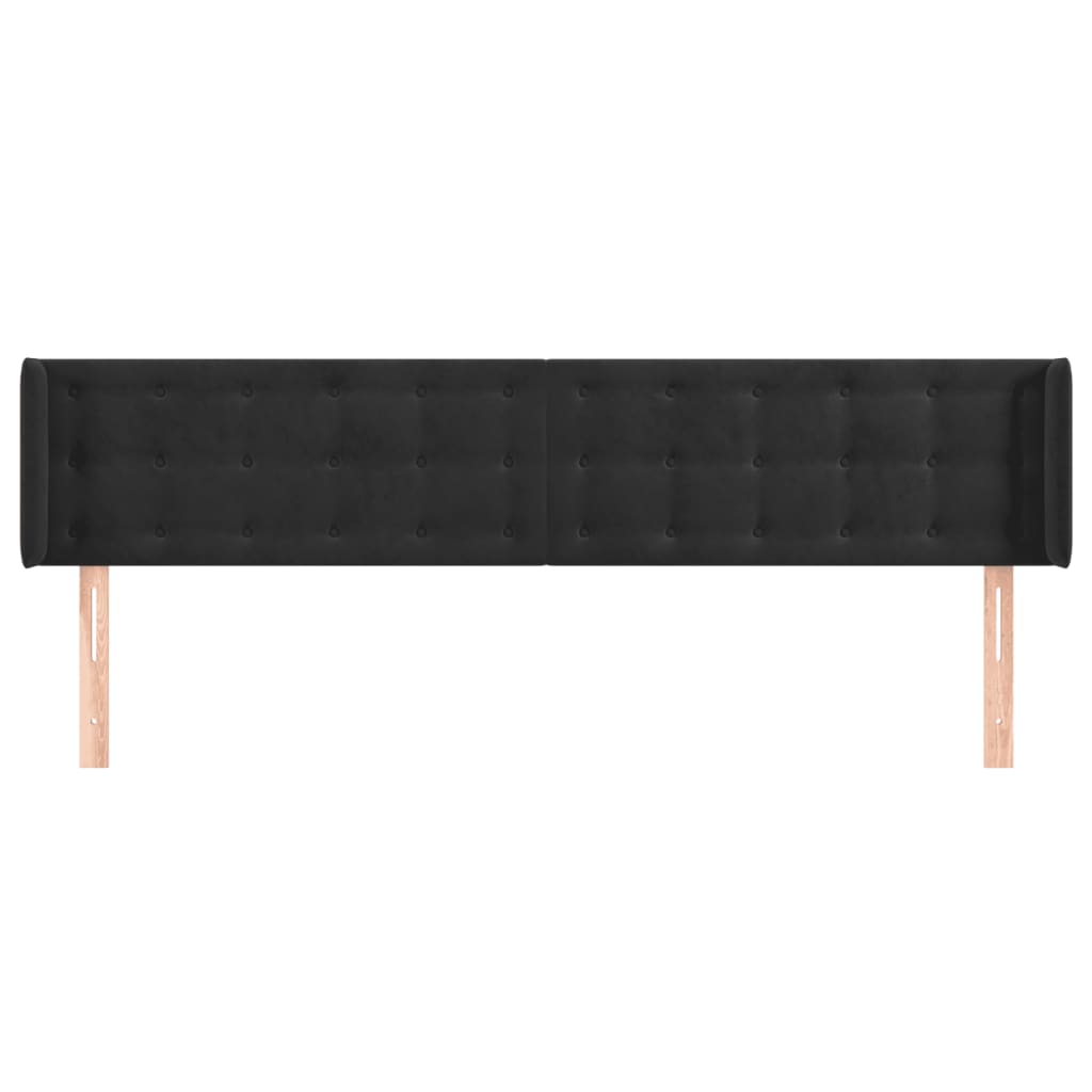 vidaXL Hoofdbord met randen 163x16x78/88 cm fluweel zwart afbeelding