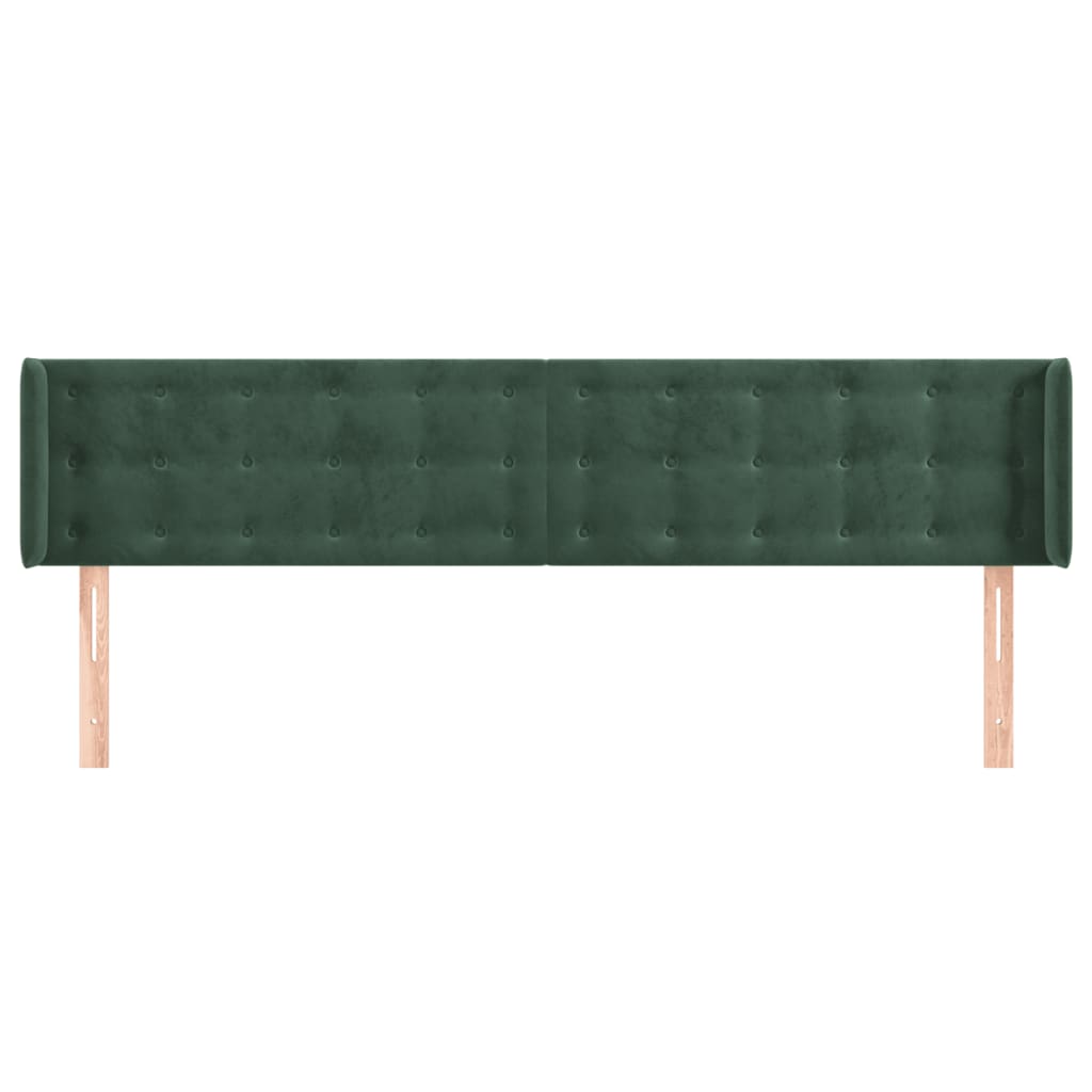 vidaXL Hoofdbord met randen 163x16x78/88 cm fluweel donkergroen afbeelding