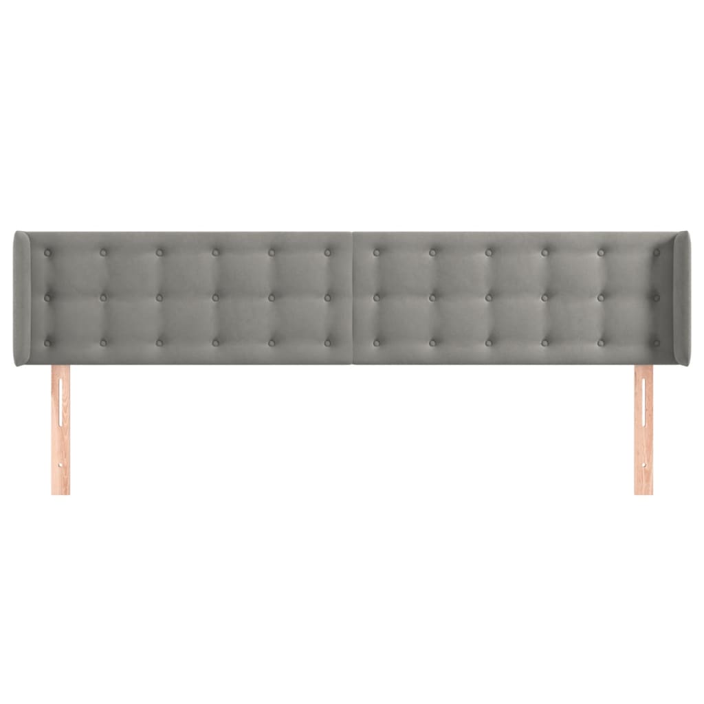 vidaXL Hoofdbord met randen 183x16x78/88 cm fluweel lichtgrijs afbeelding