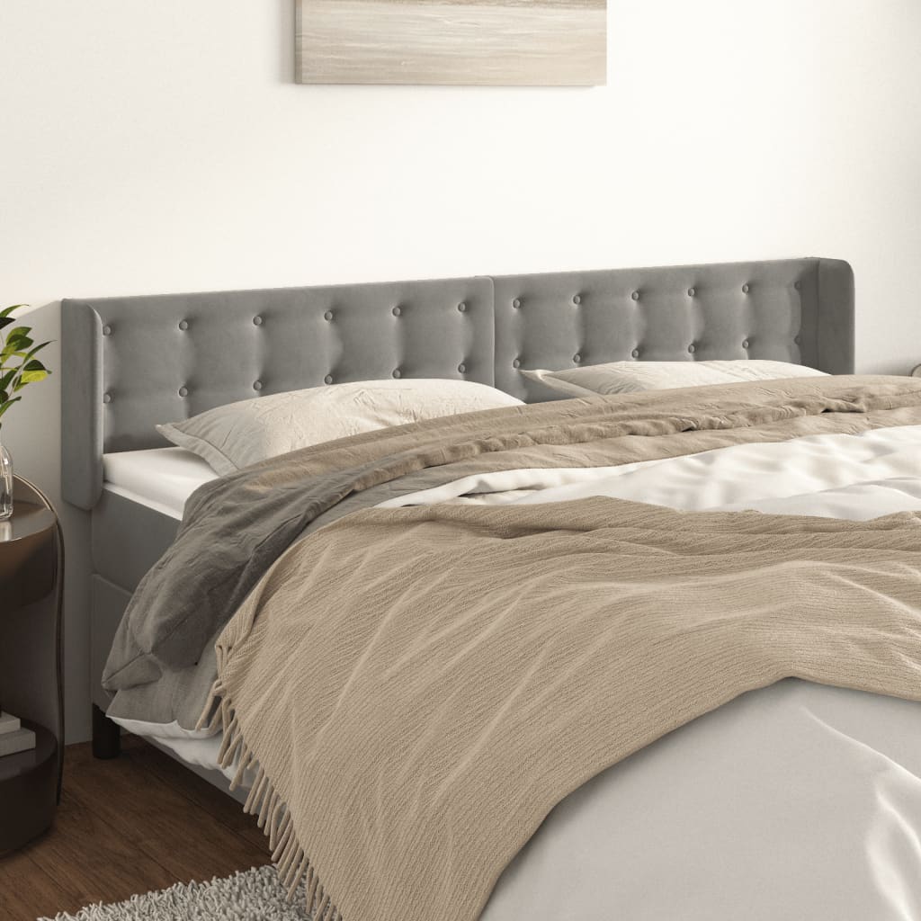 vidaXL Tăblie de pat cu aripioare gri deschis 183x16x78/88 cm catifea