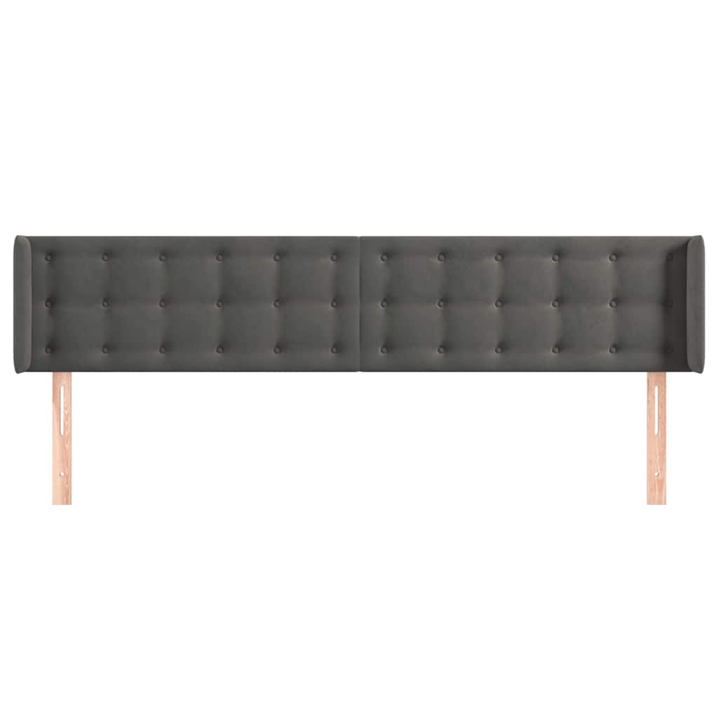 vidaXL Hoofdbord met randen 183x16x78/88 cm fluweel donkergrijs grijs, foto 2