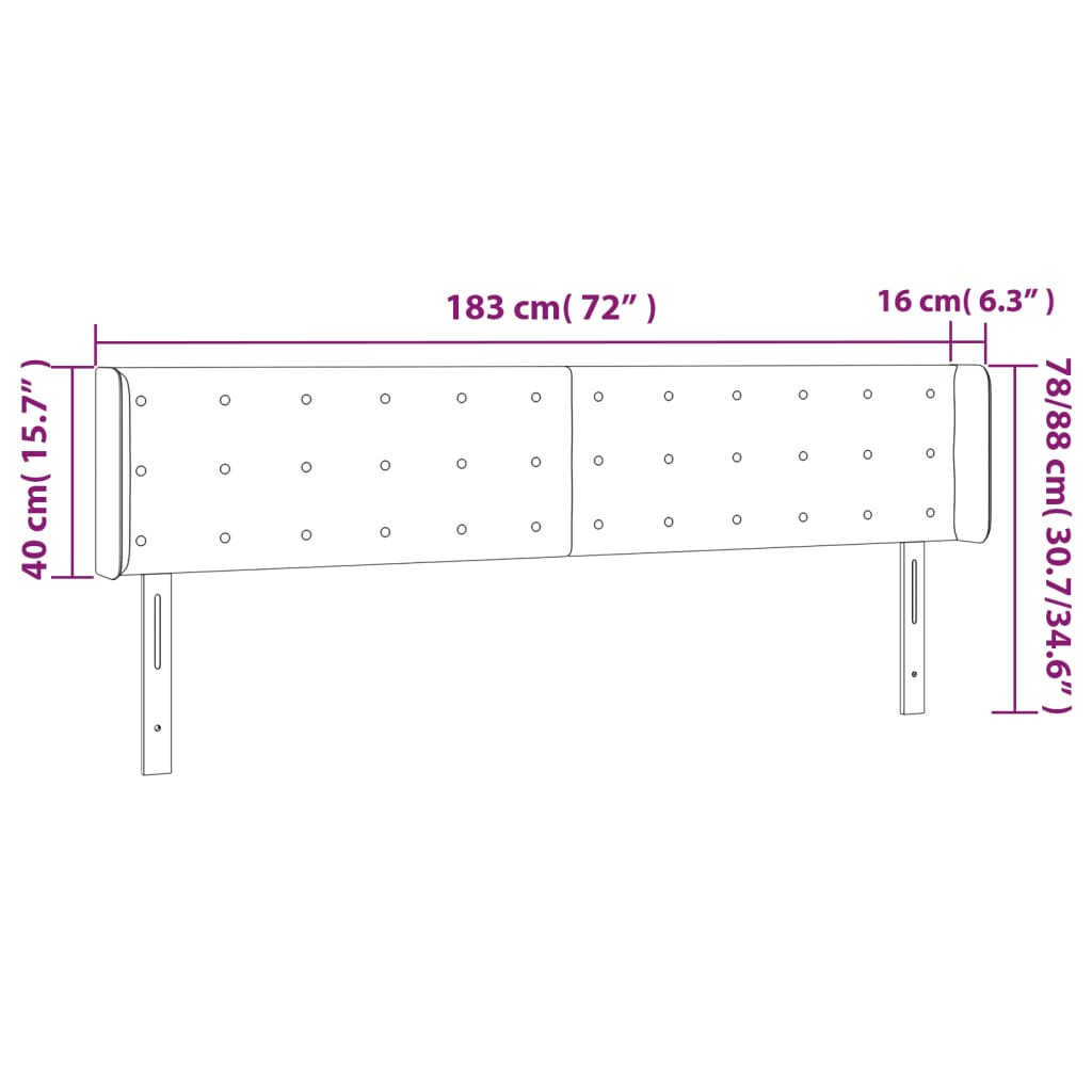 Tăblie pat cu aripioare albastru închis 183x16x78/88 cm catifea