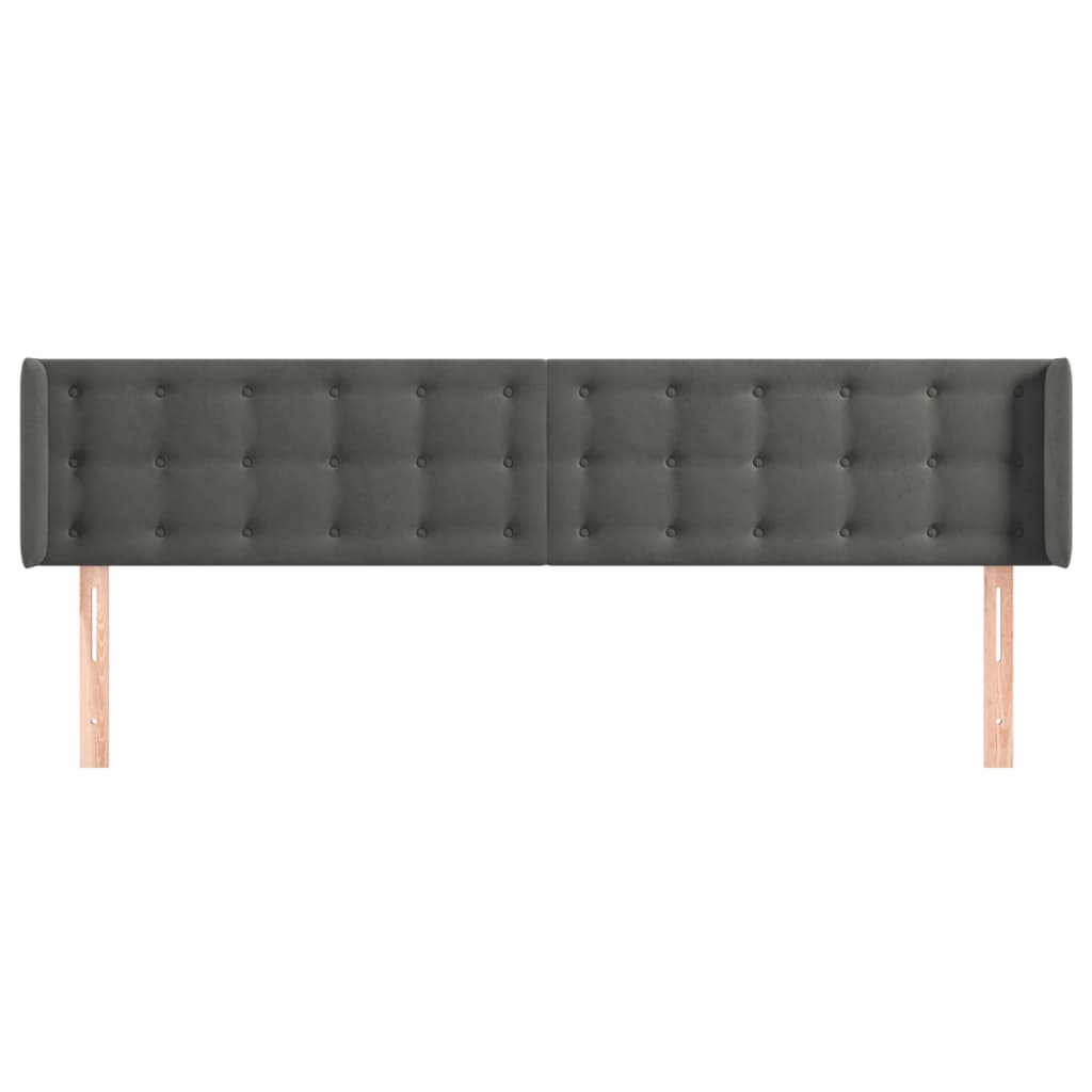 vidaXL Hoofdbord met randen 203x16x78/88 cm fluweel donkergrijs afbeelding