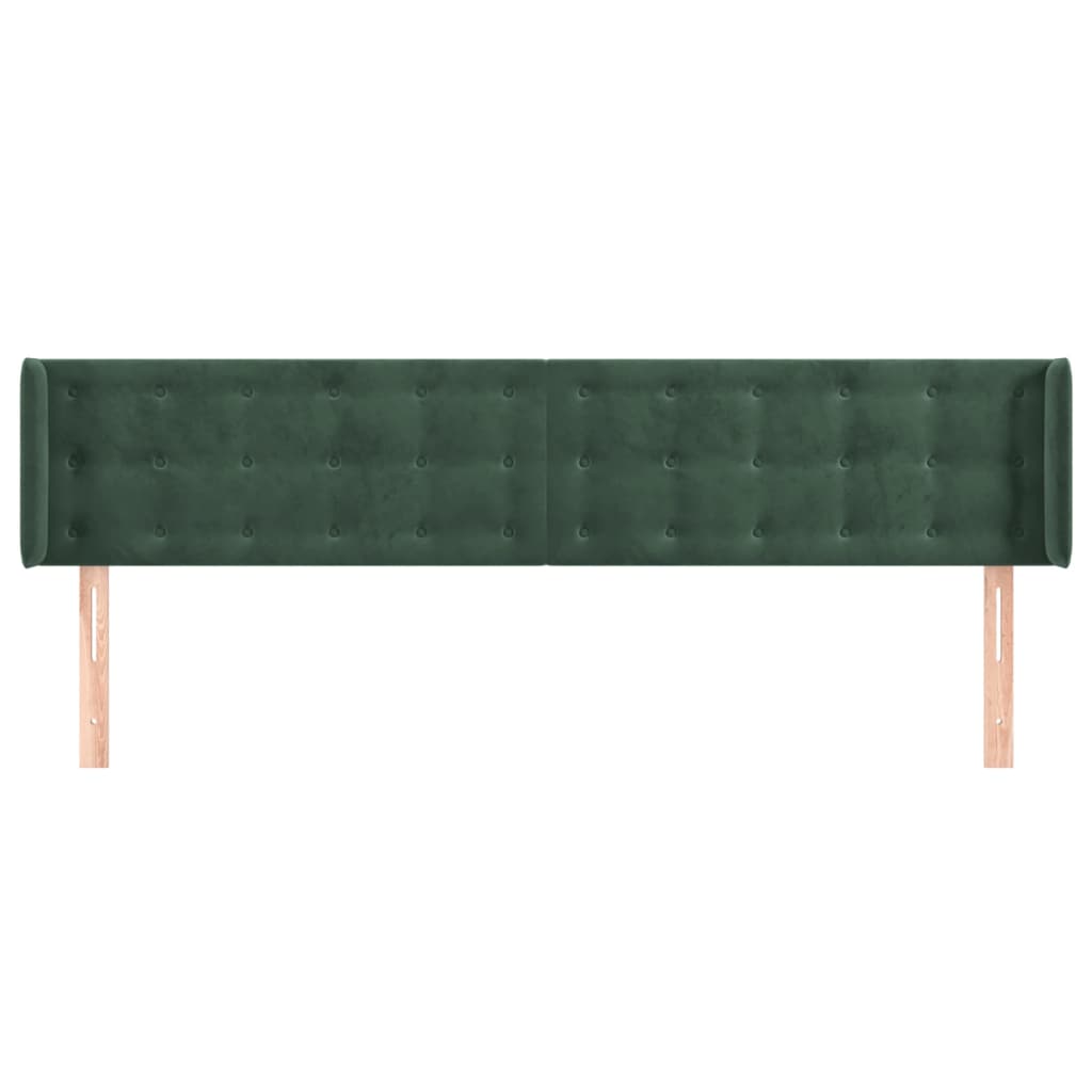 Tăblie de pat cu aripioare verde închis 203x16x78/88 cm catifea