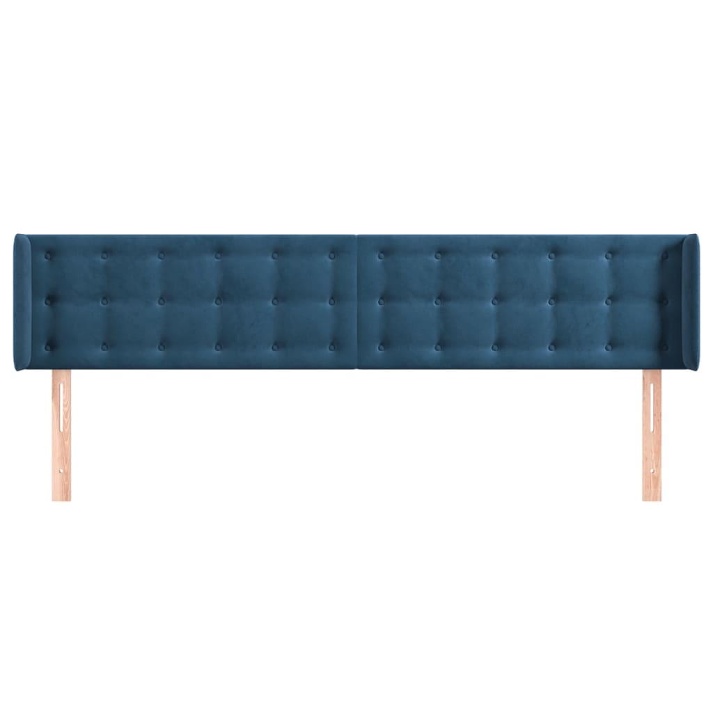 vidaXL Hoofdbord met randen 203x16x78/88 cm fluweel donkerblauw afbeelding