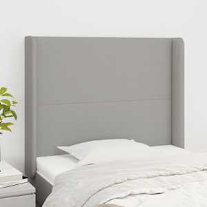 Čelo postele typu ušák světle šedé 83x16x118/128 cm textil - obrázek 1