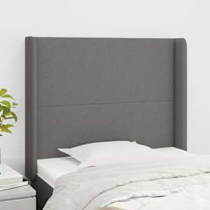 Čelo postele typu ušák tmavě šedé 83x16x118/128 cm textil - obrázek 1