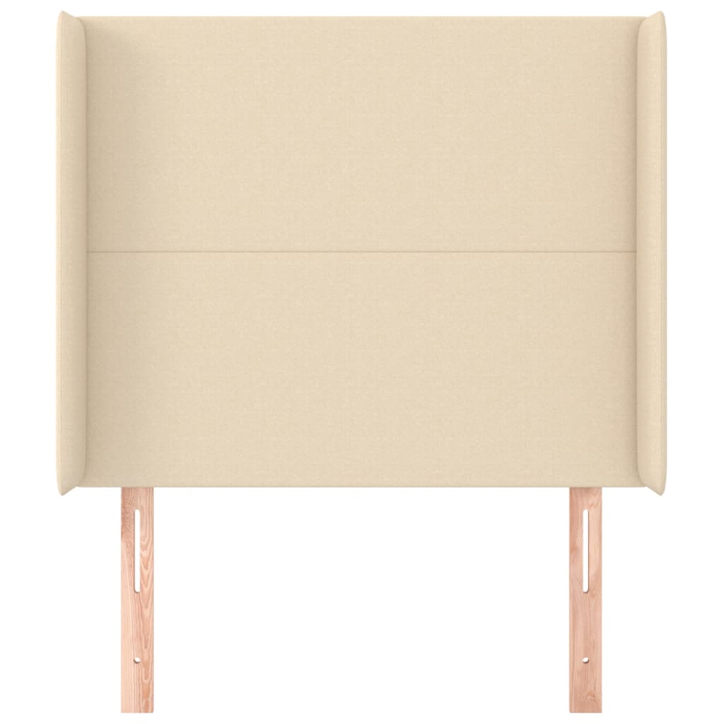 vidaXL Hoofdbord met randen 83x16x118/128 cm stof crèmekleurig afbeelding