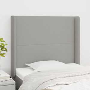 Čelo postele typu ušák světle šedé 93x16x118/128 cm textil - obrázek 1
