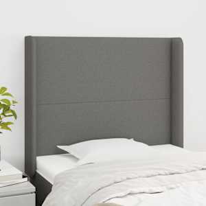 Čelo postele typu ušák tmavě šedé 93x16x118/128 cm textil - obrázek 1