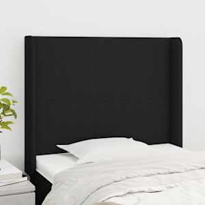 Čelo postele typu ušák černé 93x16x118/128 cm textil - obrázek 1