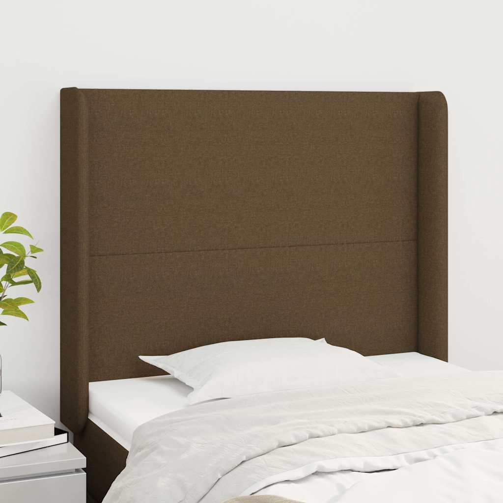 vidaXL Hoofdbord met randen 93x16x118/128 cm stof donkerbruin3119285
