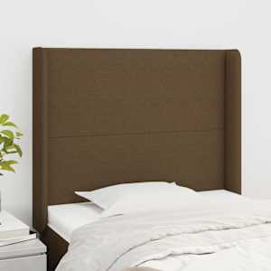 Čelo postele typu ušák tmavě hnědé 93x16x118/128 cm textil - obrázek 1