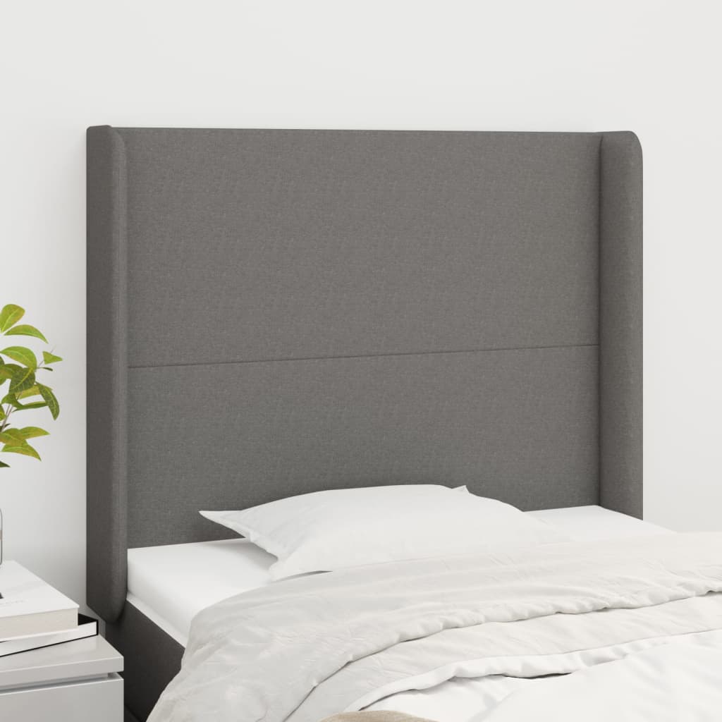 vidaXL Kopfteil mit Ohren Dunkelgrau 103x16x118/128 cm Stoff