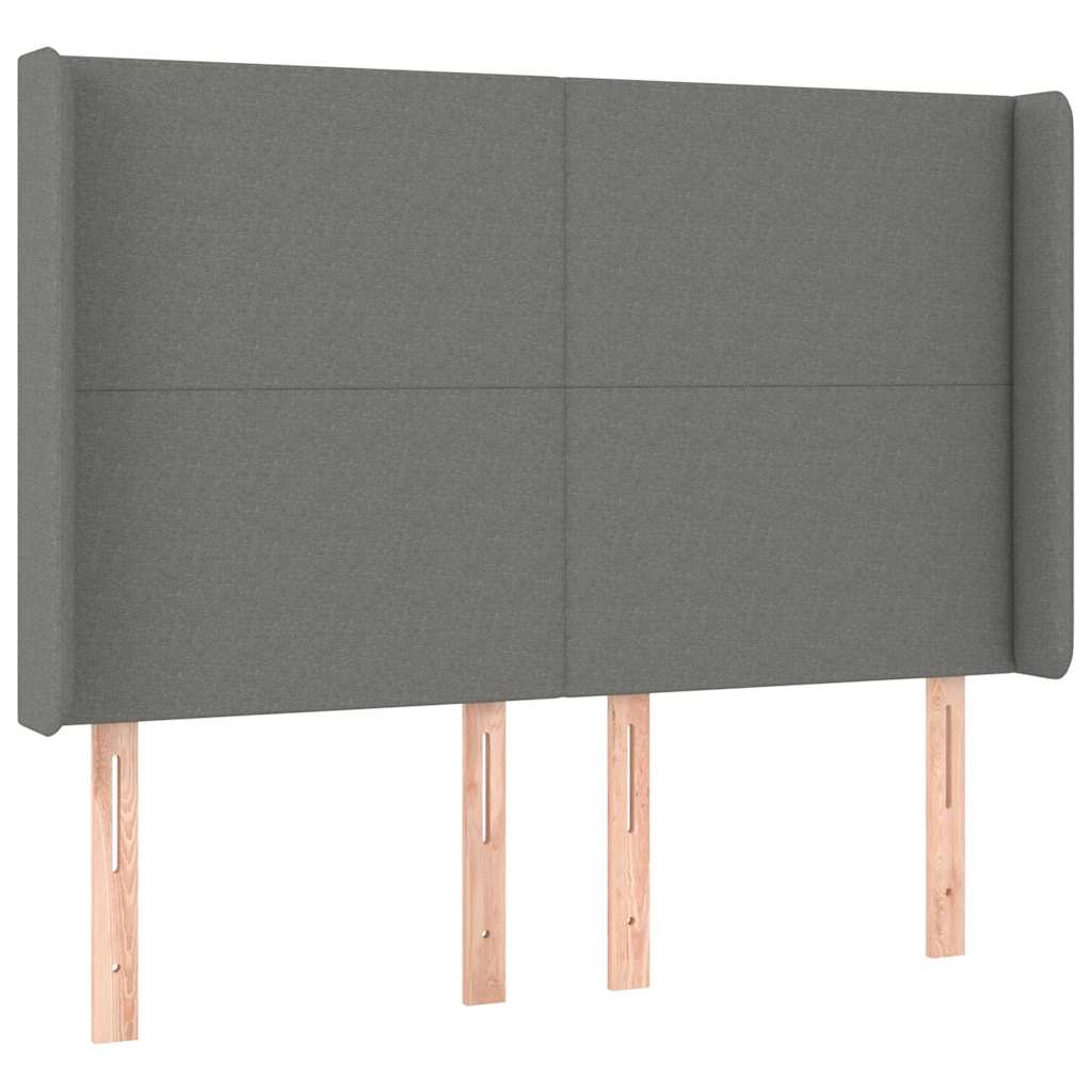 vidaXL Hoofdbord met randen 147x16x118/128 cm stof donkergrijs grijs, foto 3