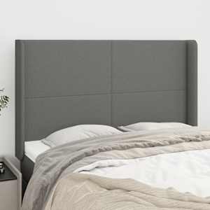 Čelo postele typu ušák tmavě šedé 147x16x118/128 cm textil - obrázek 1