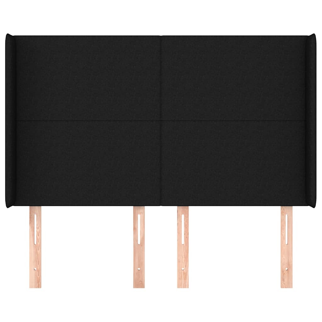 vidaXL Hoofdbord met randen 147x16x118/128 cm stof zwart, foto 2