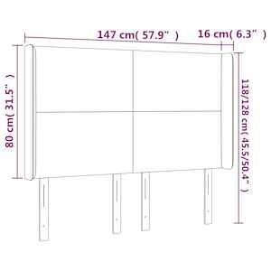 Čelo postele typu ušák tmavě hnědé 147x16x118/128 cm textil - obrázek 9